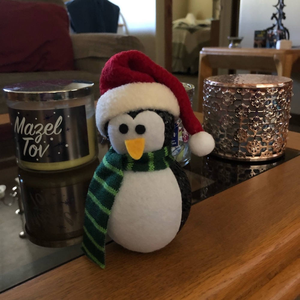NWOT-Penguin w/Santa Hat-Lights Up-Black/White/Red